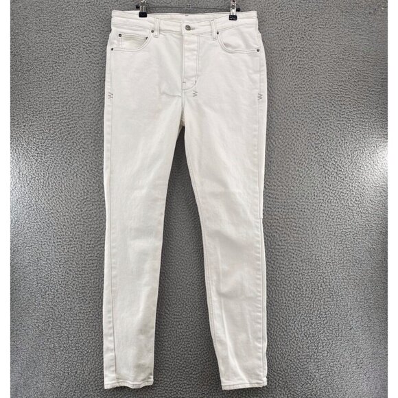 Ksubi Jeans Mens 34 Chitch Ivory Button Fly Stretch Denim Slim Fit Pocket Modern